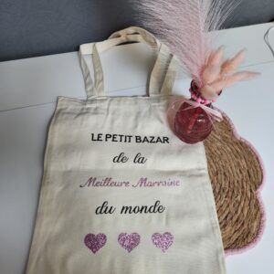 Tote bag personnalisé marraine – Le petit bazar de la meilleure marraine