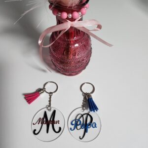 Porte-clé personnalisé avec initiale en plexiglas – Cadeau prénom original