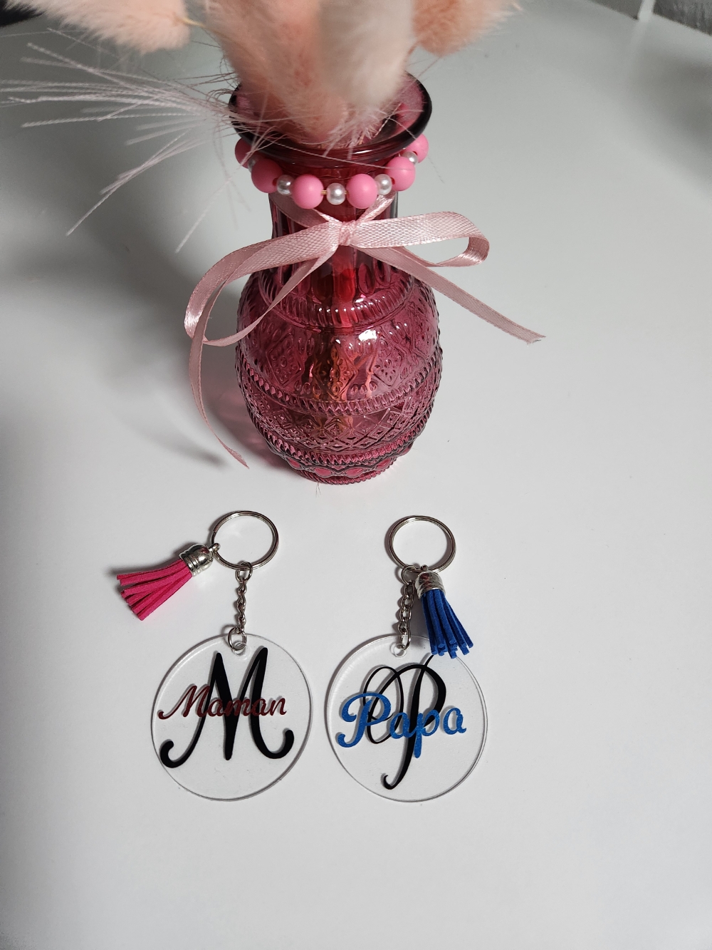 Porte-clé personnalisé avec initiale en plexiglas – Cadeau prénom original