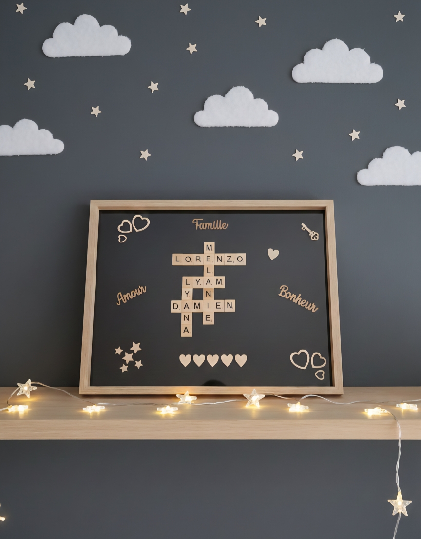 Cadre Scrabble personnalisé – Décoration prénom et famille