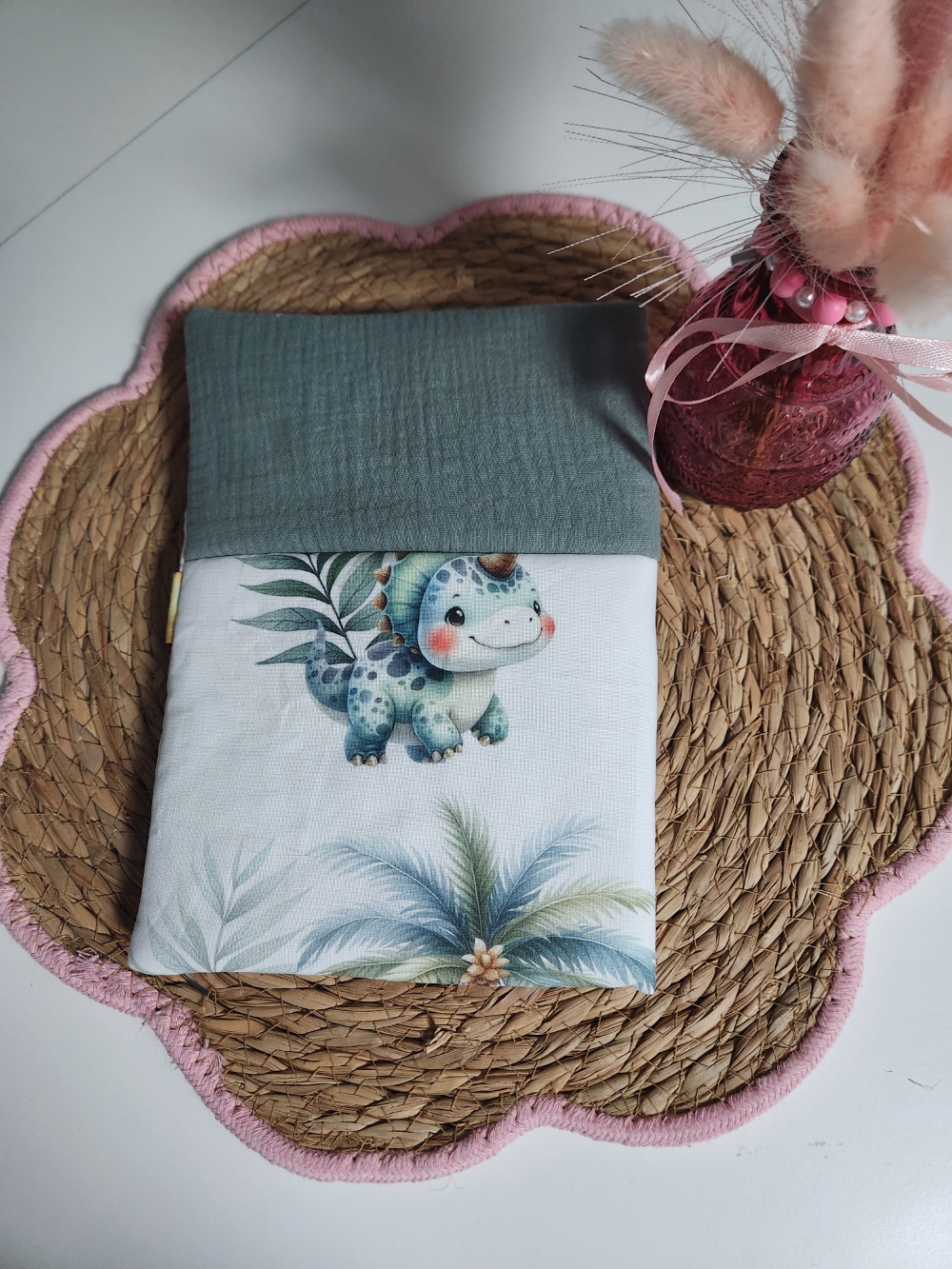 Protège carnet de santé personnalisé dinosaure – Cadeau de naissance bébé avec prénom
