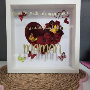 Cadre Maman personnalisé en fleurs rouges – Cadeau fête des mères